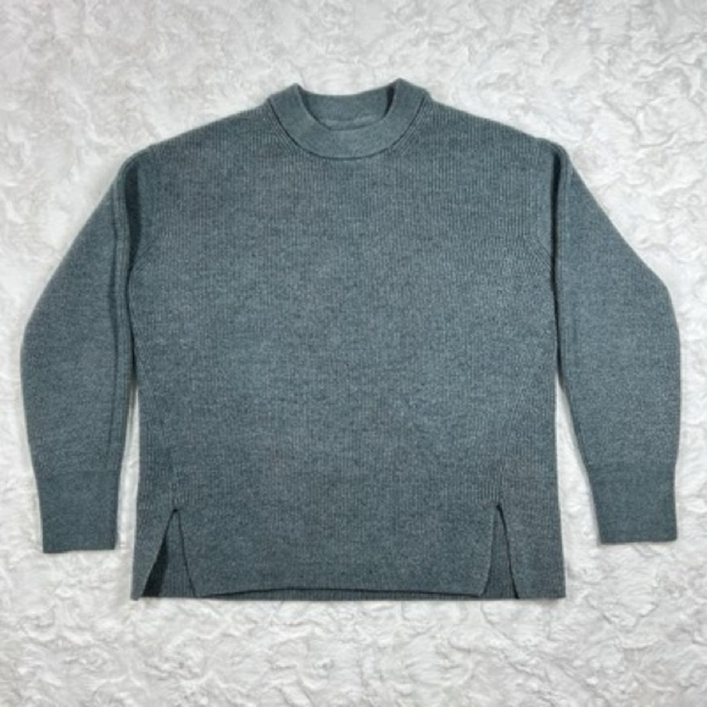 Lululemon Rib Knit Sweater Womens 6 Heathered Teal Merino Wool-Blend Crew